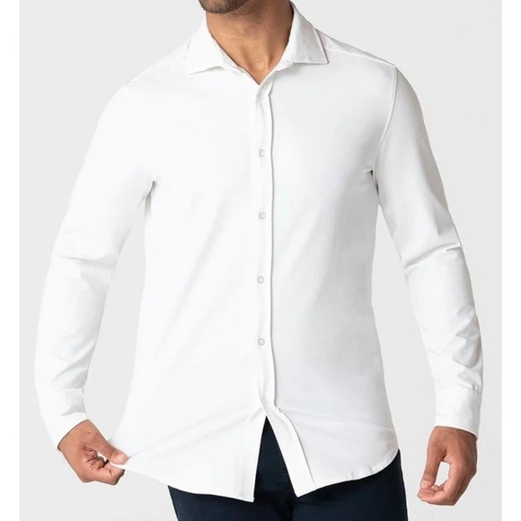 Swet Tailor Cotton Stretch Polished White Button Down Shirt XXL - Picture 3 of 10